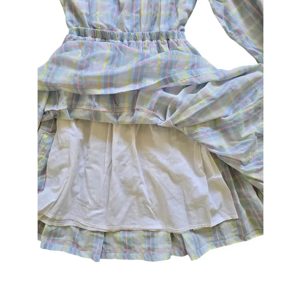 Cosmosophie Isolda Dress in Castle Print Pastel Plaid Preppy Classic Size 14‎